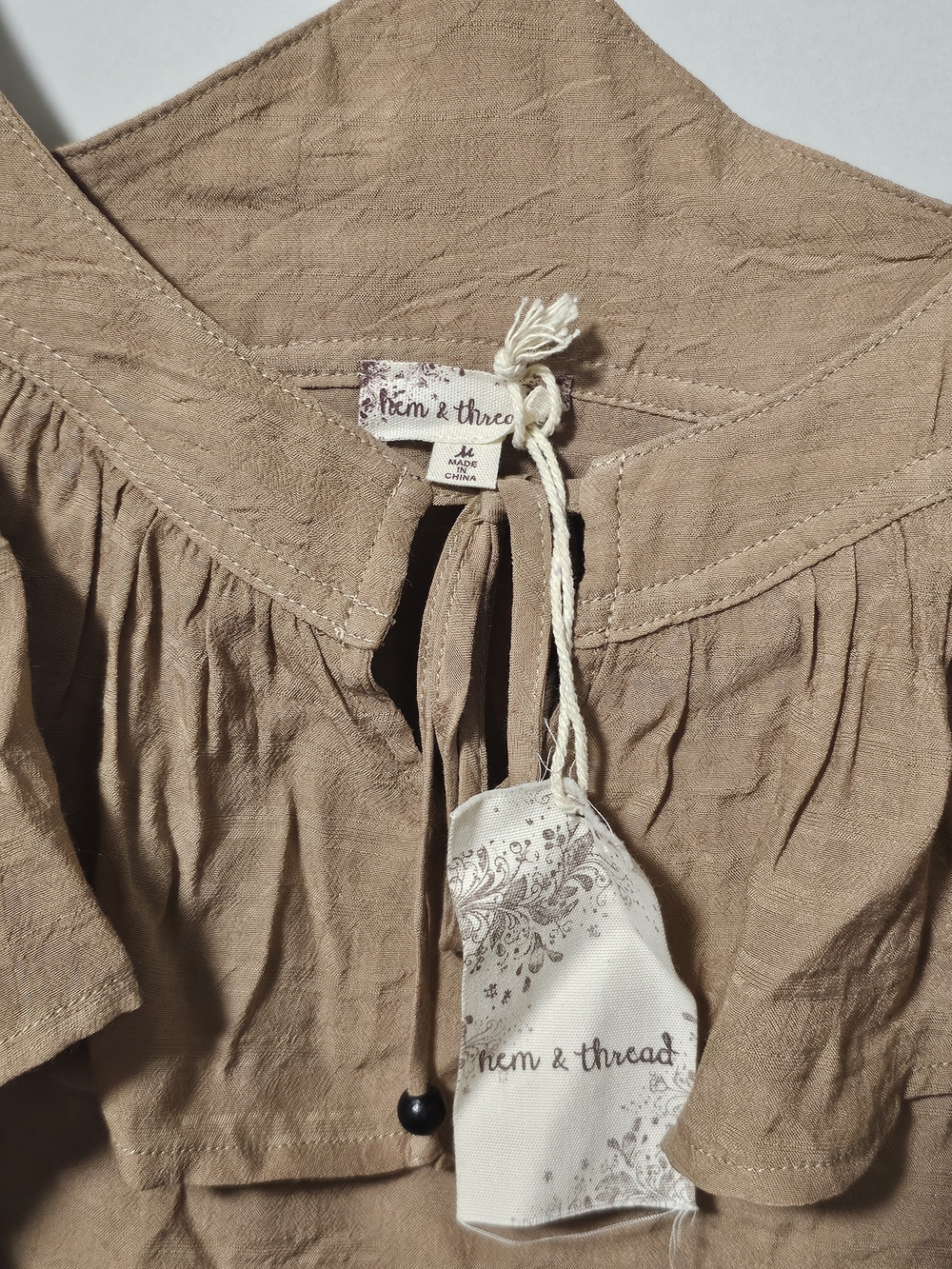 Hem & Thread Brown Ruffle Cold-Shoulder Camisole - Picture 5 of 6